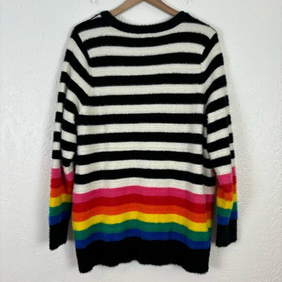 Torrid Rainbow Stripe Eyelash Fuzzy Pullover Sweater Size 1 - Picture 3 of 5